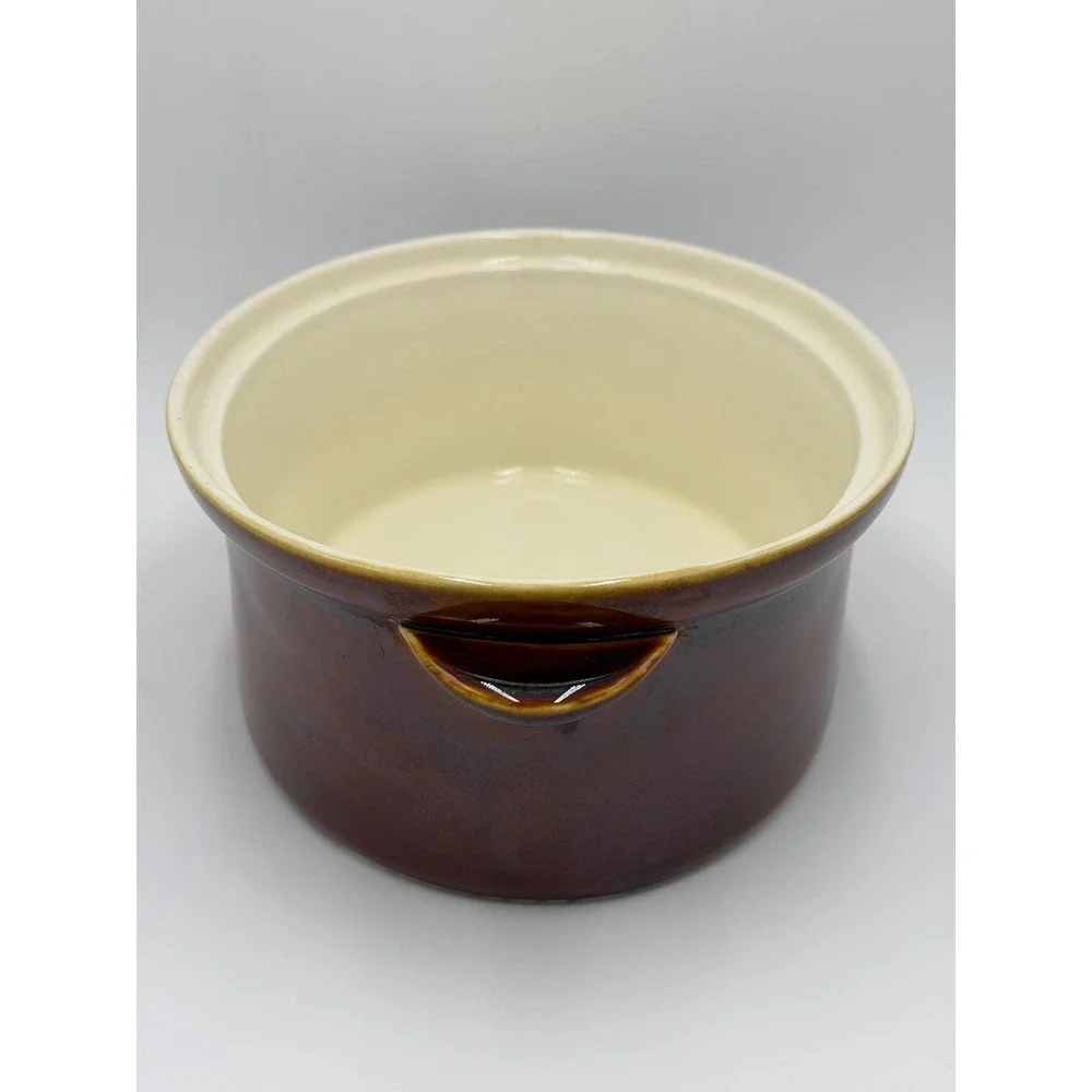 Vtg Villeroy & Boch Oval Casserole Vegetable Dish Brown Rust Glazed Handled 10x7